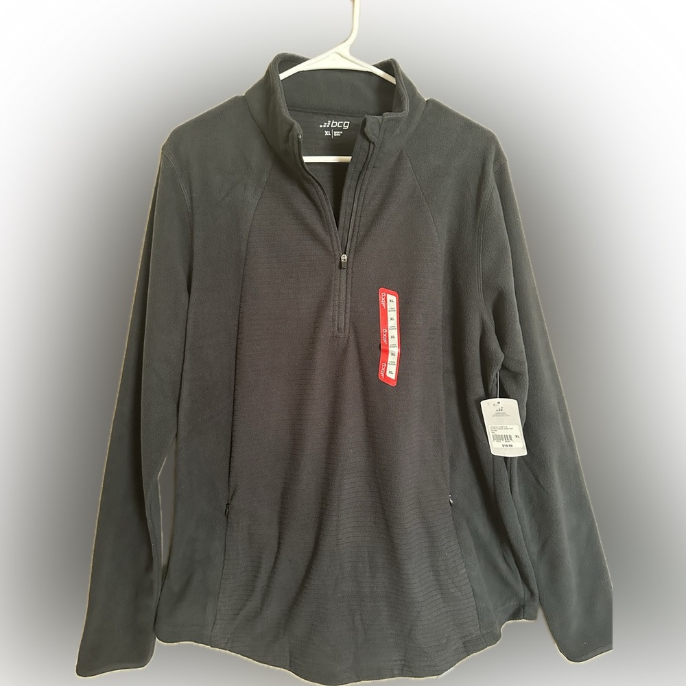 BCG Women’s Lifestyle Micro Fleece 1/2 Zip Pullover Caviar Top Size XL